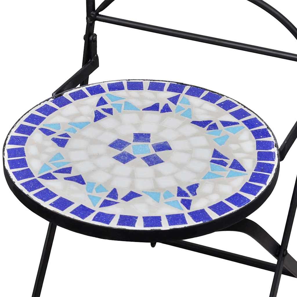 Ceramic Blue & White Folding Bistro Chairs Set of 2 - Stylish & Durable