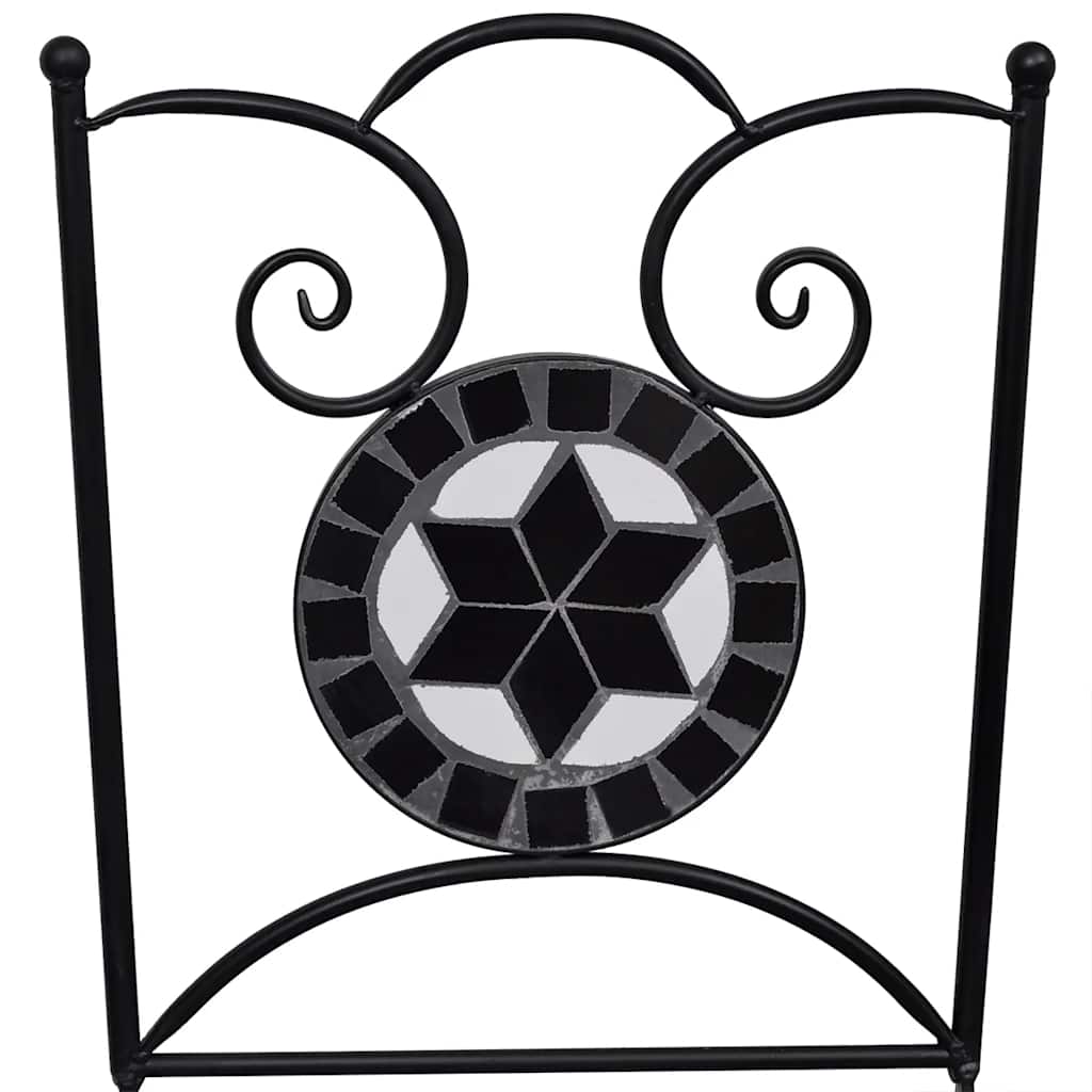 Ceramic Black & White Folding Bistro Chairs Set, 2 Pcs
