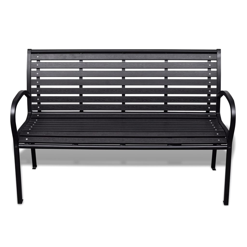Stylish 125cm Garden Bench Black Steel & WPC Seating