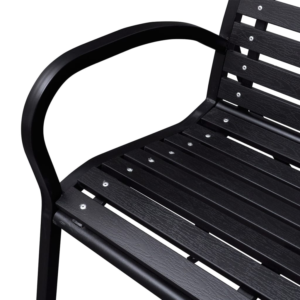 Stylish 125cm Garden Bench Black Steel & WPC Seating