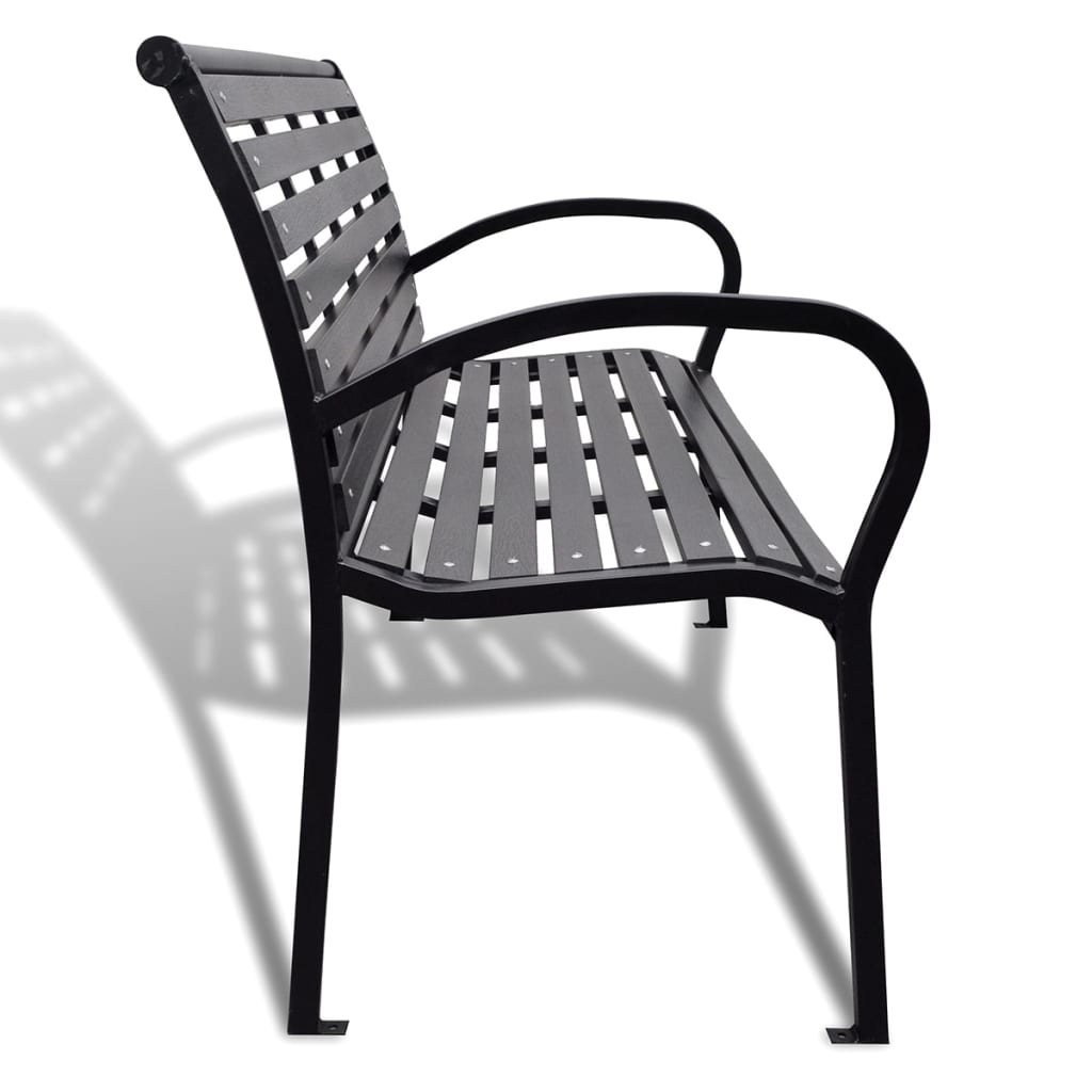 Stylish 125cm Garden Bench Black Steel & WPC Seating