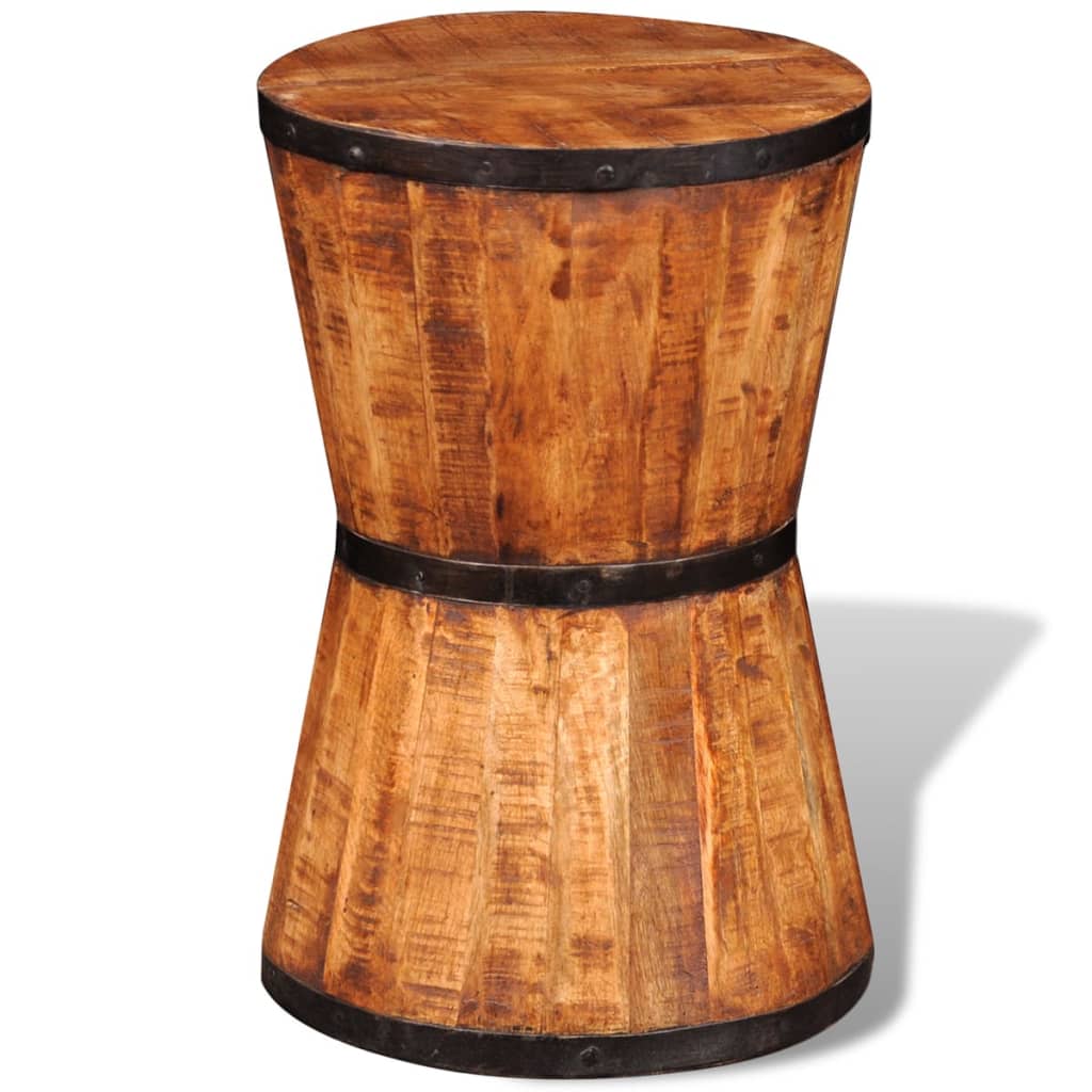Rustic Hourglass Stool in Rough Mango Wood Finish
