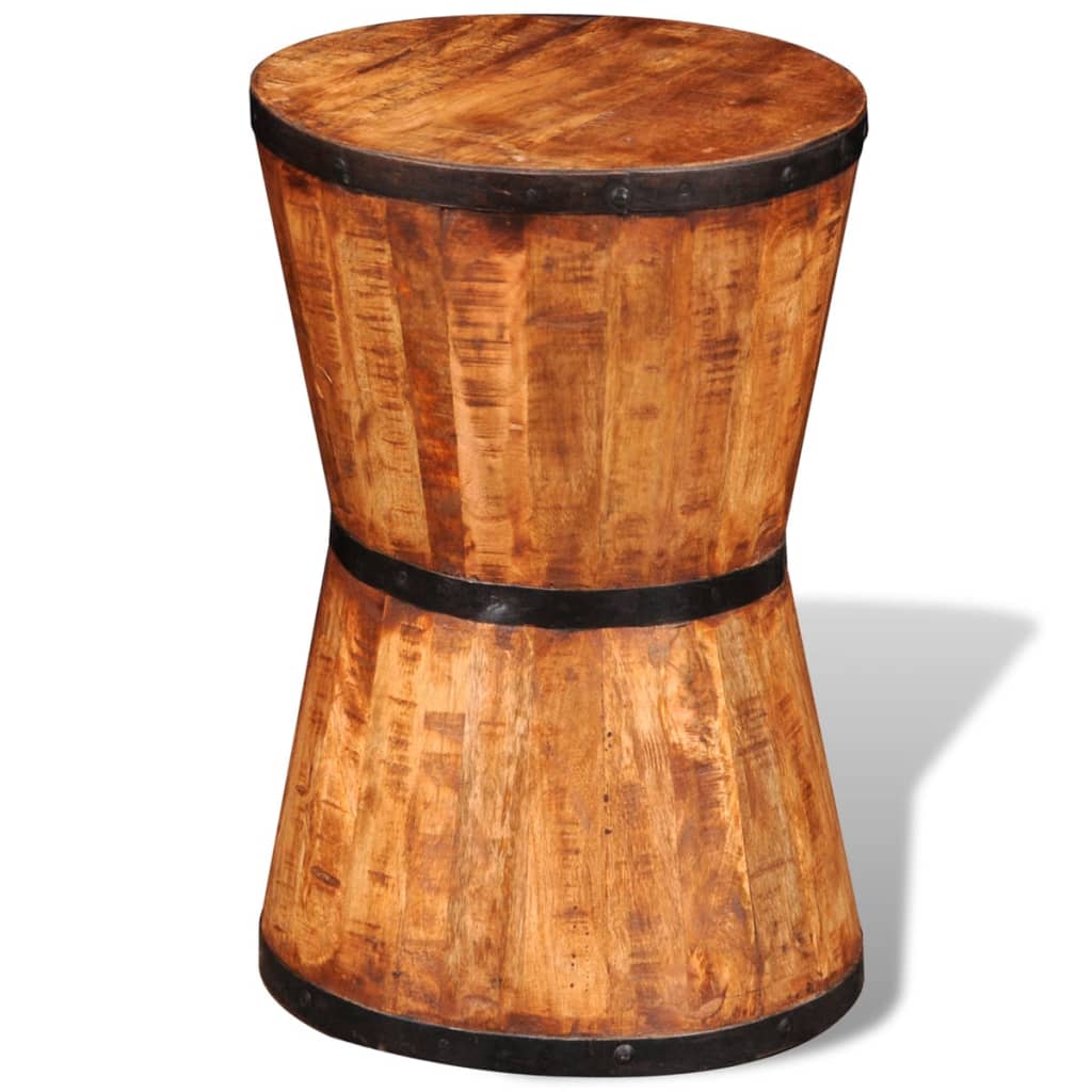 Rustic Hourglass Stool in Rough Mango Wood Finish