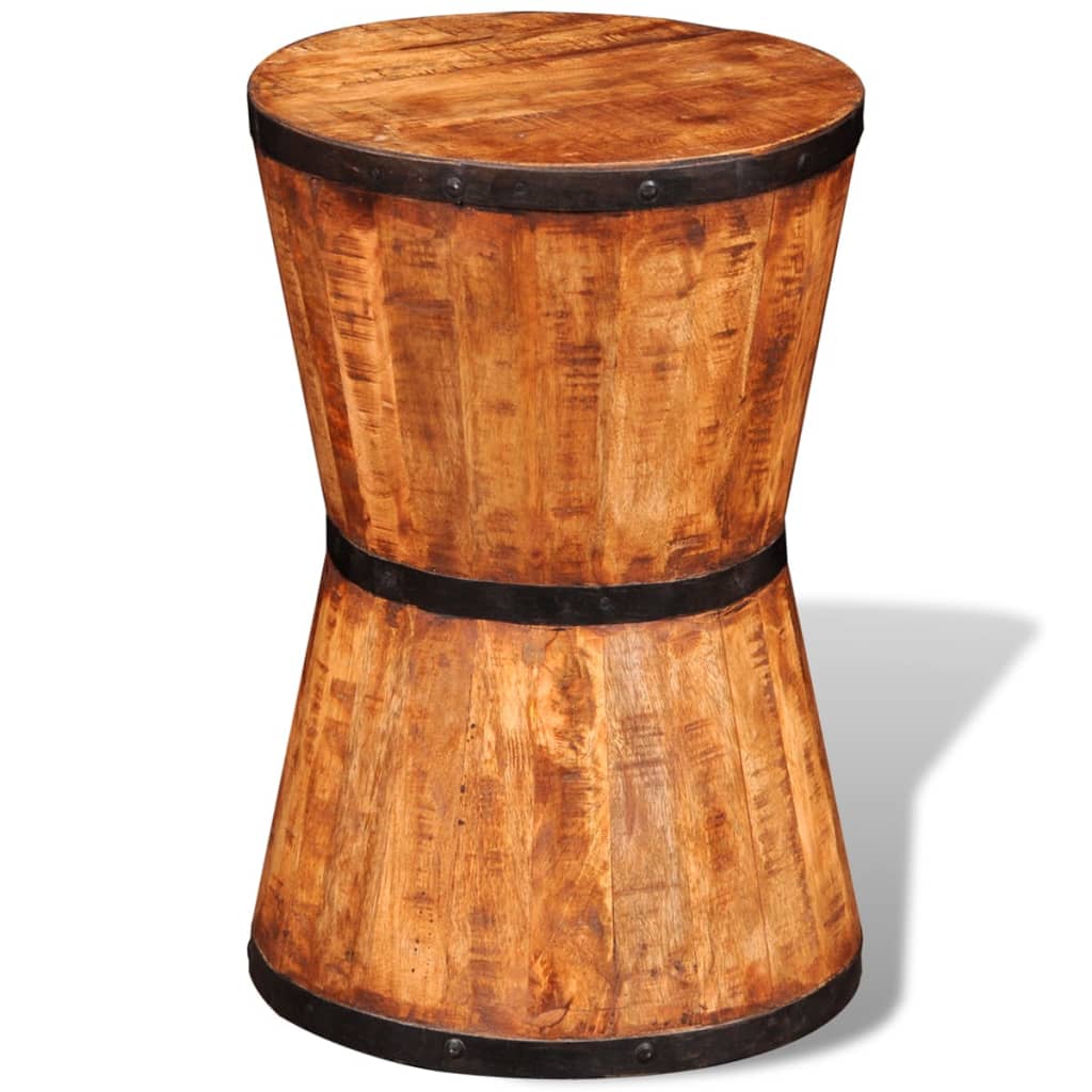 Rustic Hourglass Stool in Rough Mango Wood Finish