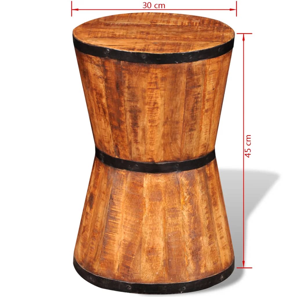 Rustic Hourglass Stool in Rough Mango Wood Finish