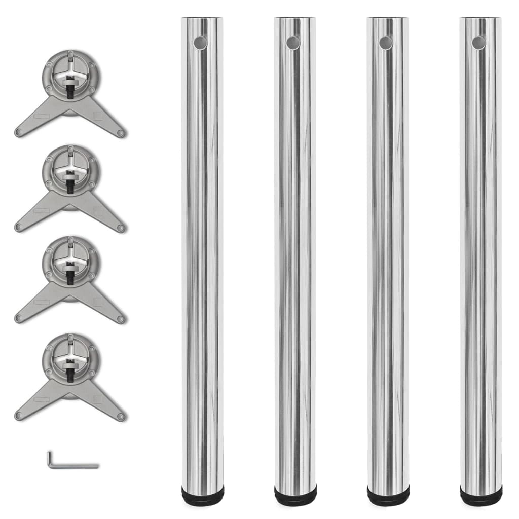 Chrome Adjustable Table Legs - Set of 4, 710mm Height