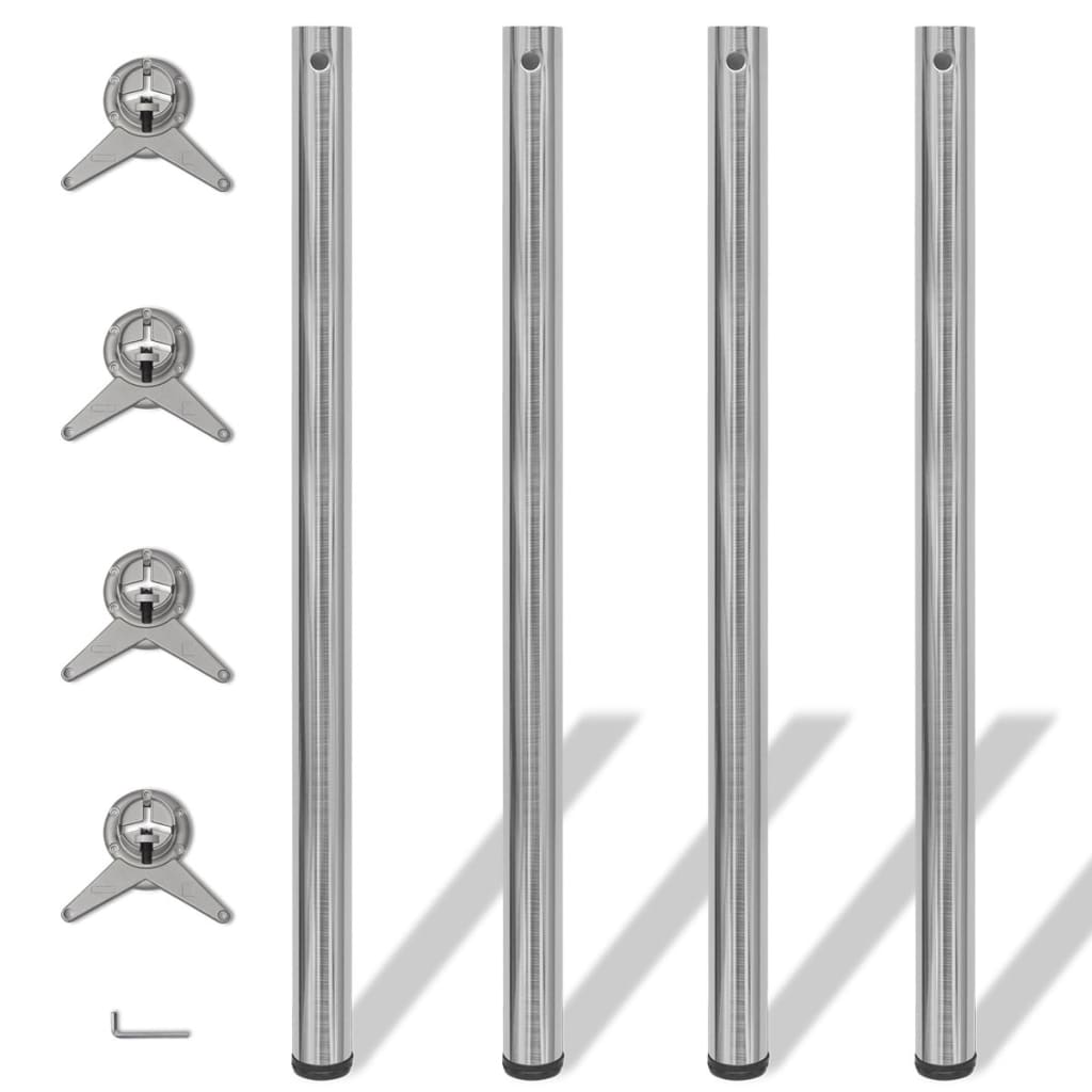 Brushed Nickel Adjustable Table Legs - Set of 4, 1100mm Height
