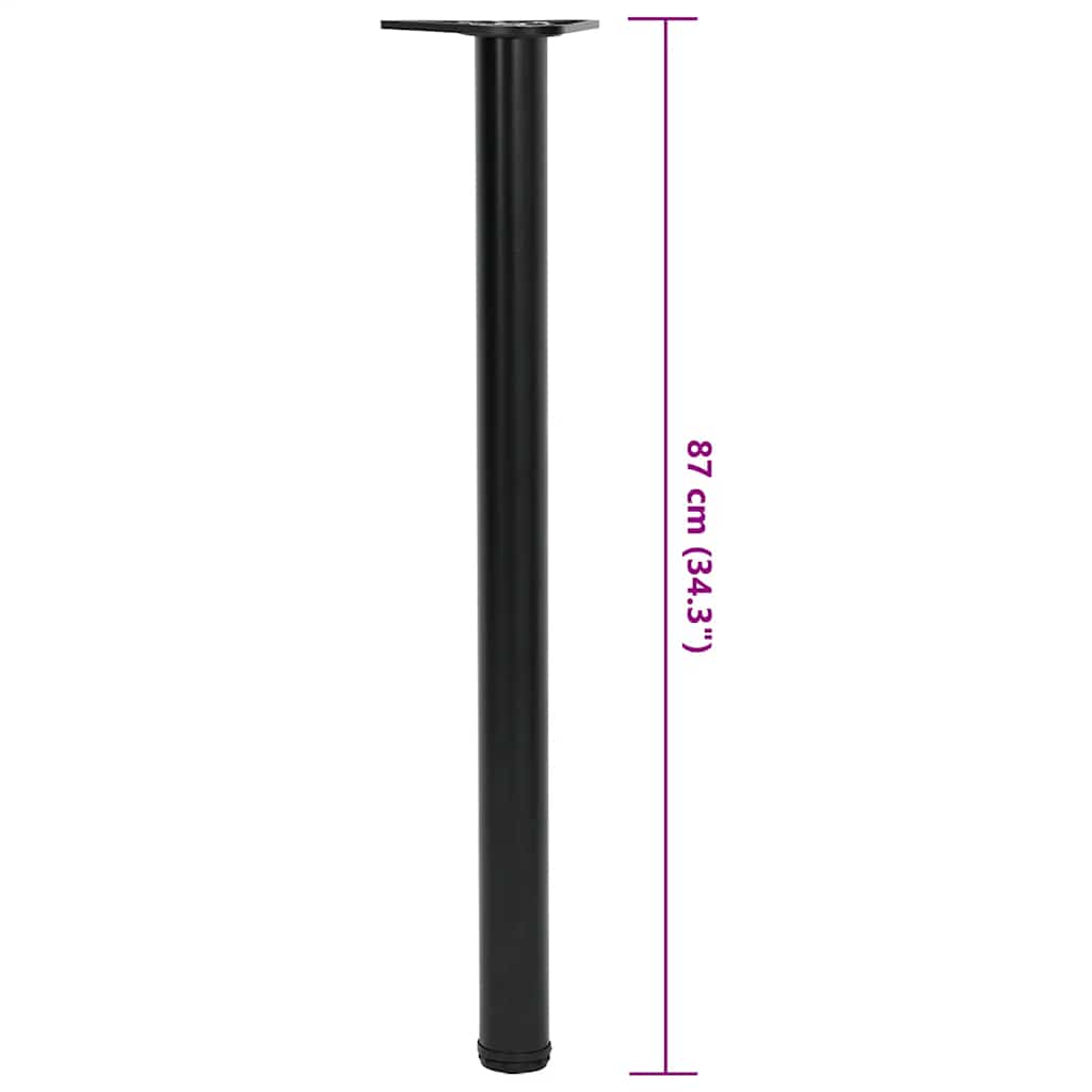 Adjustable Black Metal Table Legs, 870 mm, Set of 4