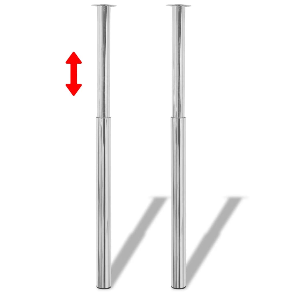 Adjustable Chrome Telescopic Table Legs, 710-1100mm, Set of 2