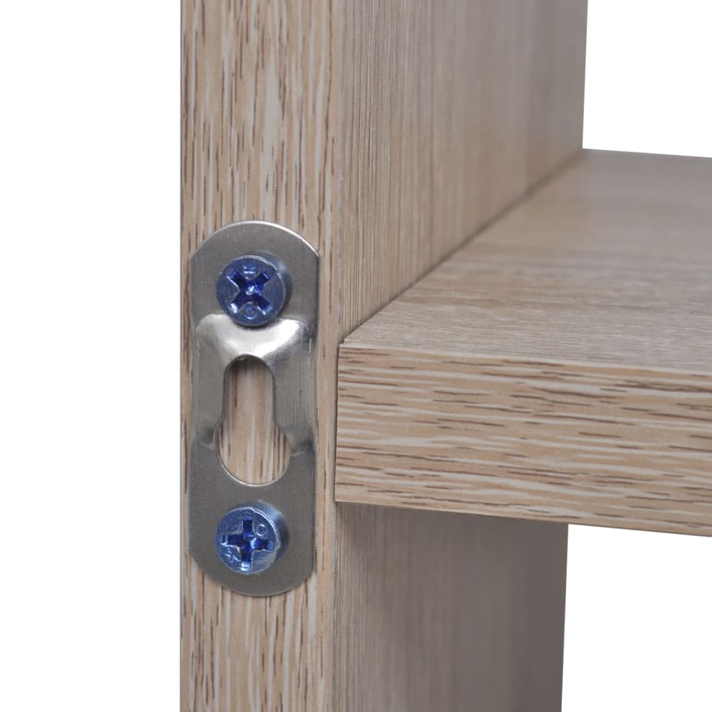 Oak Floating Wall Display Shelf - 8 Compartments, Stylish Storage