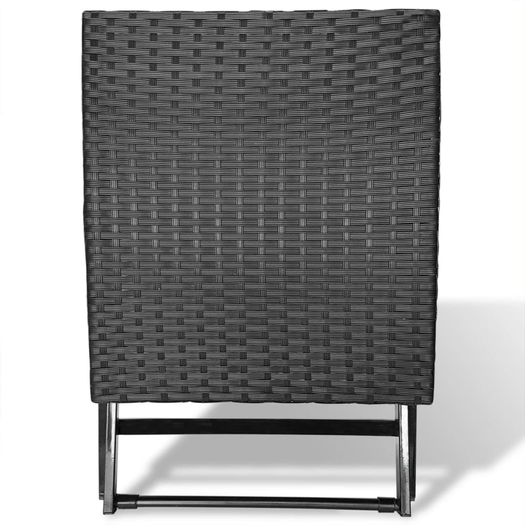 Compact Folding Stool - Black Poly Rattan for Outdoor Use