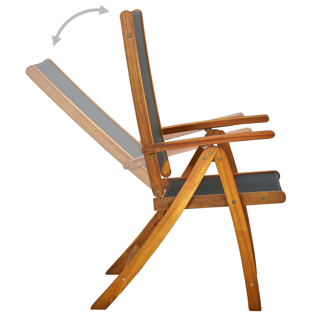 Solid Acacia & Textilene Folding Garden Chairs Set of 2