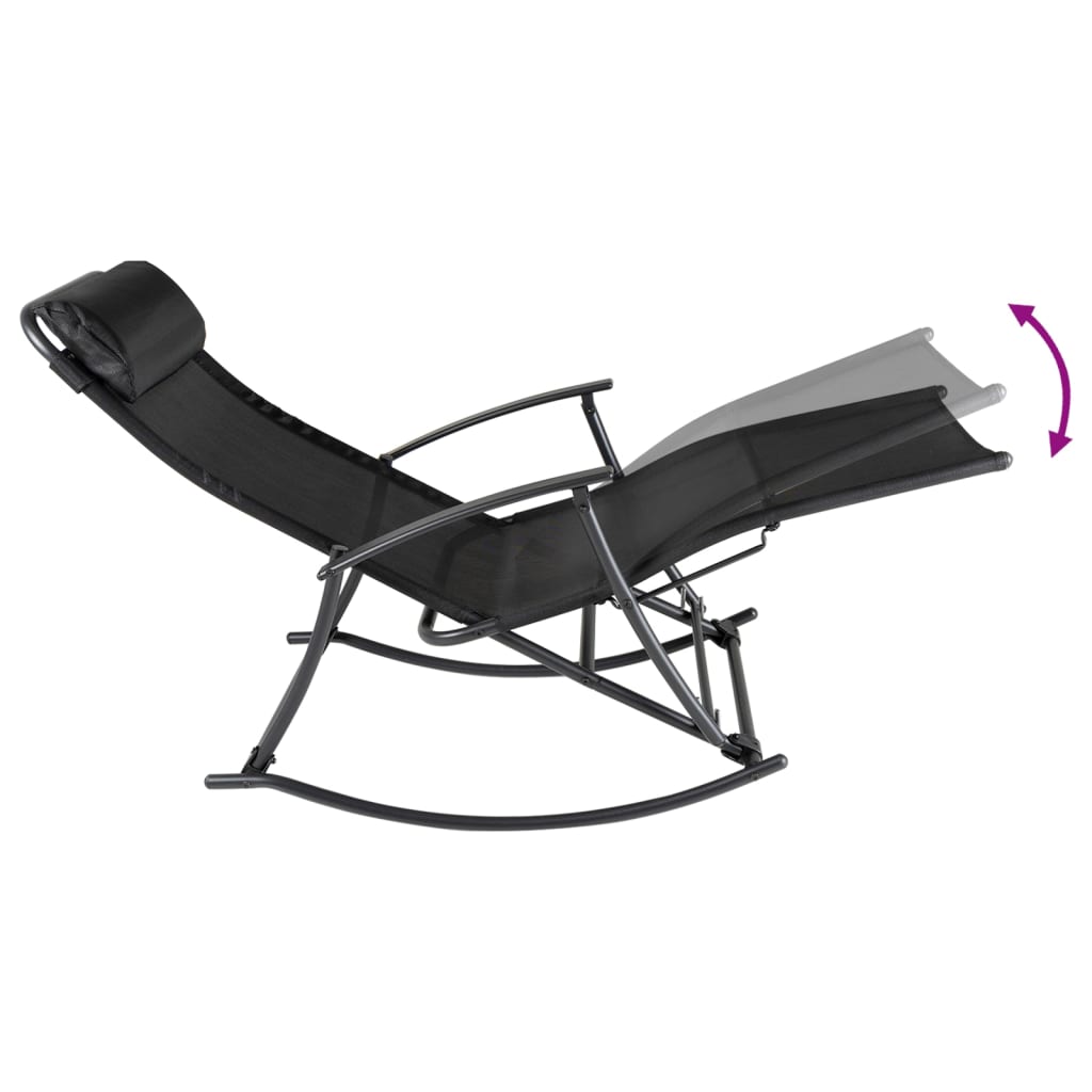 Black Steel & Textilene Garden Rocking Chair - Stylish & Durable