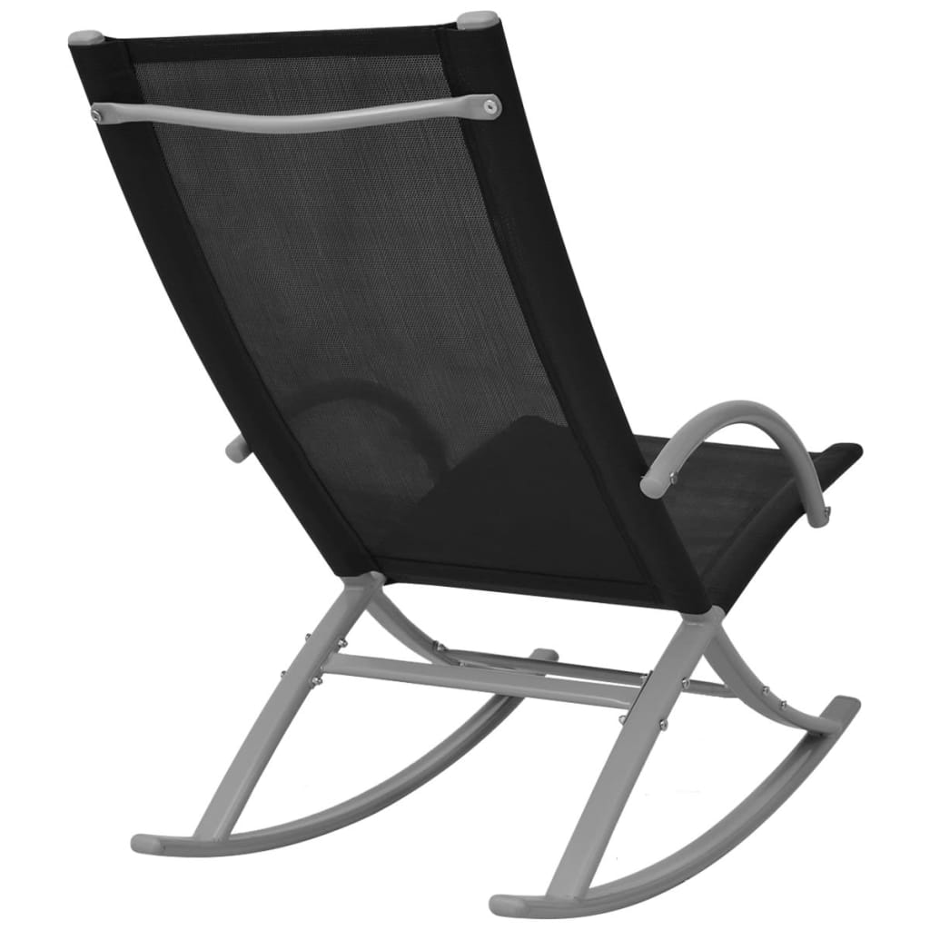2-Piece Black Steel & Textilene Garden Rocking Chairs Set