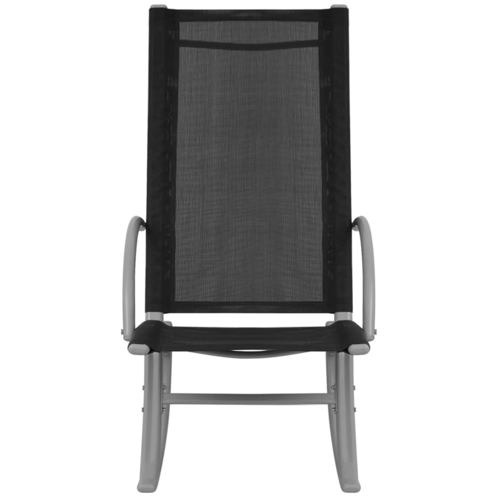 2-Piece Black Steel & Textilene Garden Rocking Chairs Set