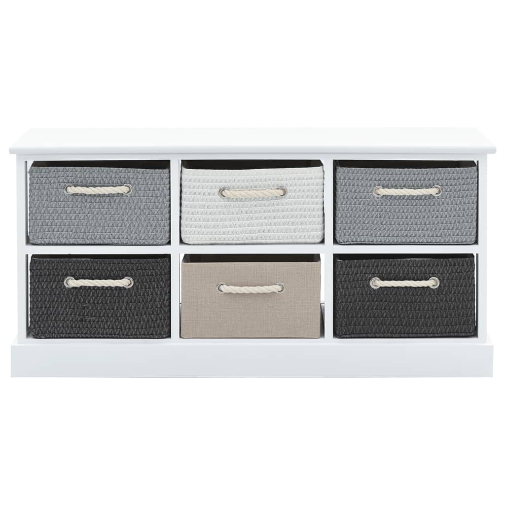 Rustic Wood Storage Bench with 6 Drawers - Natural Finish
