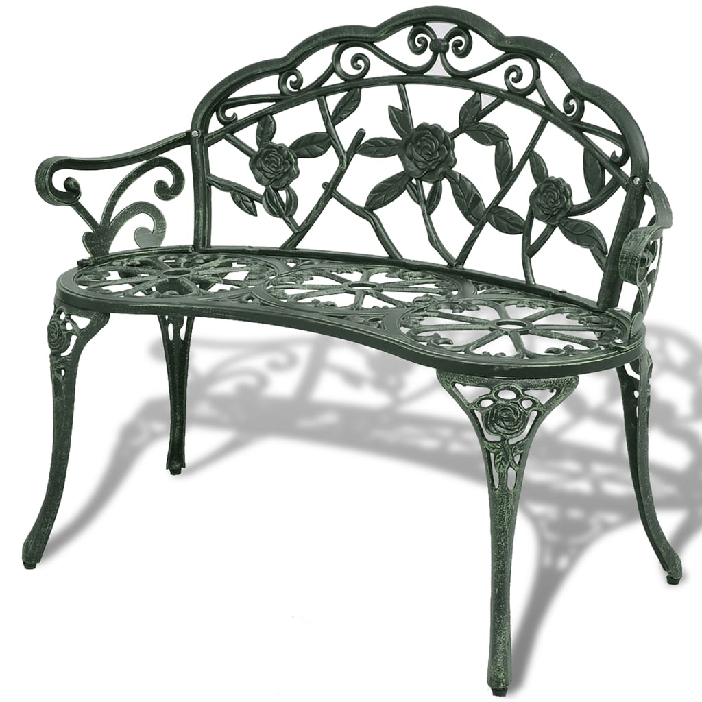 Elegant Green Cast Aluminium Garden Bench - 100 cm