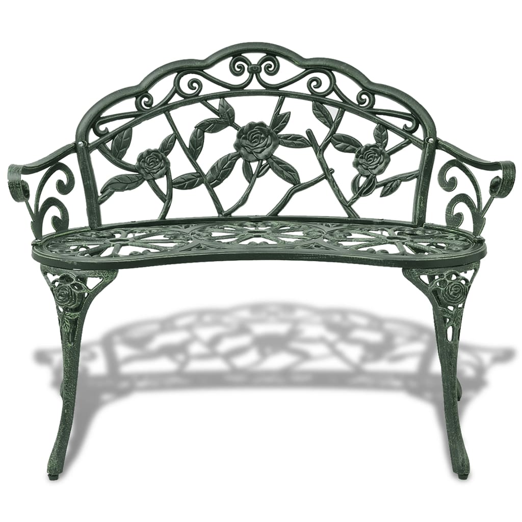 Elegant Green Cast Aluminium Garden Bench - 100 cm