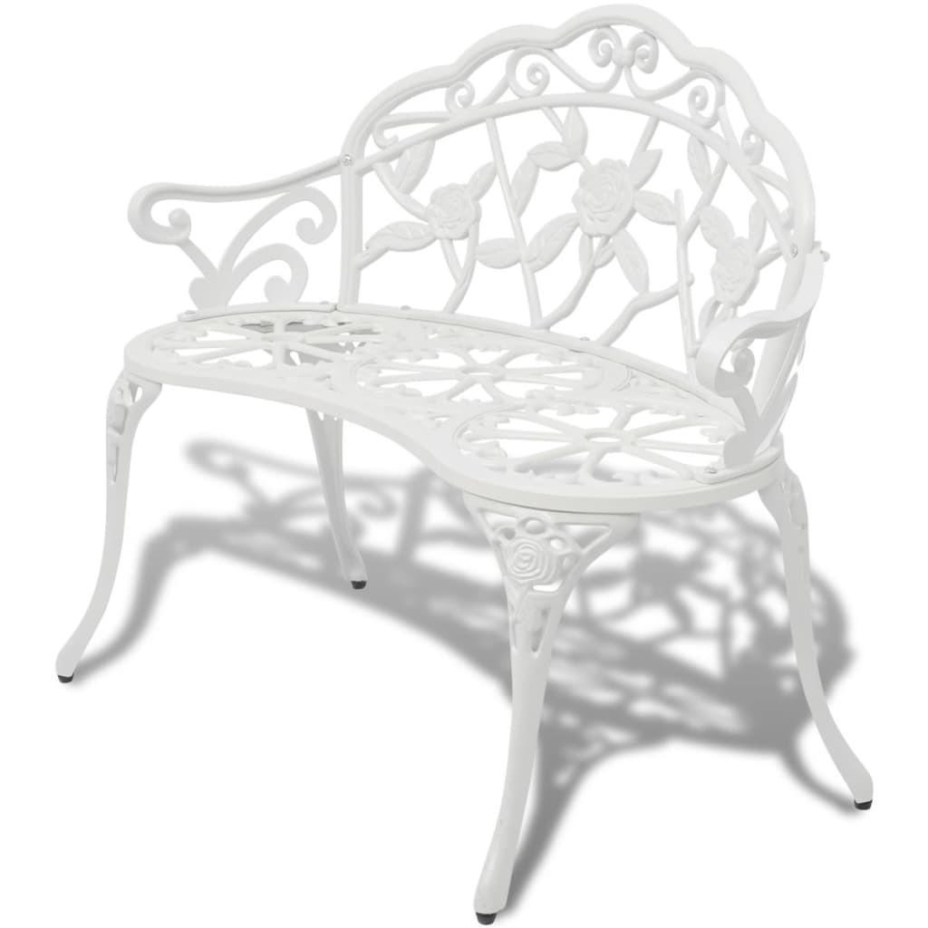 Elegant White Cast Aluminium Garden Bench - 100 cm