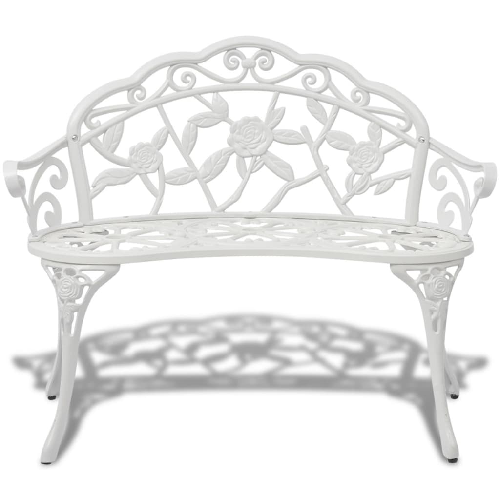 Elegant White Cast Aluminium Garden Bench - 100 cm