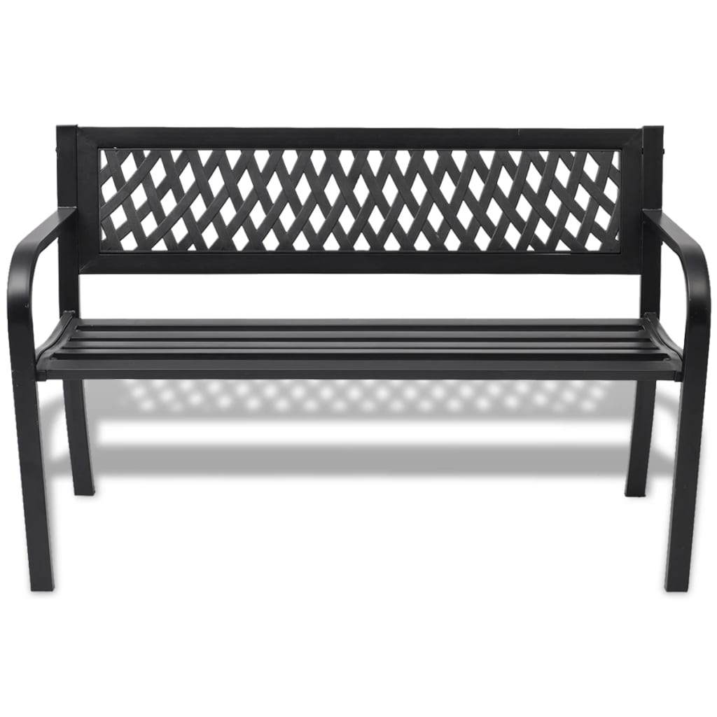 Elegant 118 cm Black Steel Garden Bench for Outdoor Relaxation