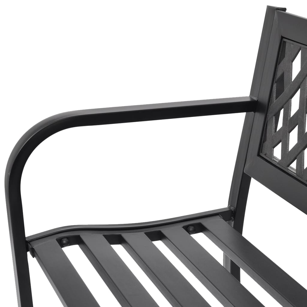Elegant 118 cm Black Steel Garden Bench for Outdoor Relaxation