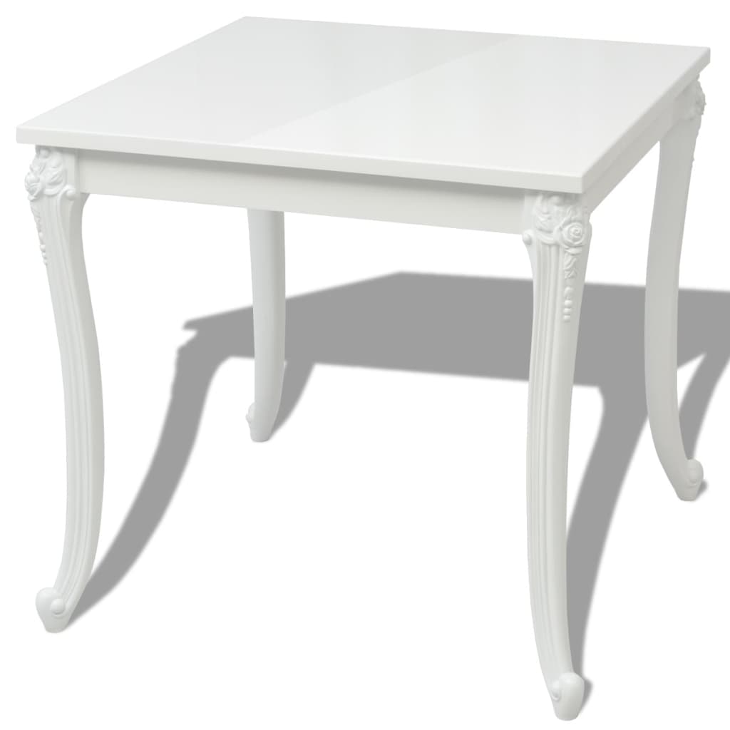 High Gloss White Dining Table 80x80x76 cm - Modern Design