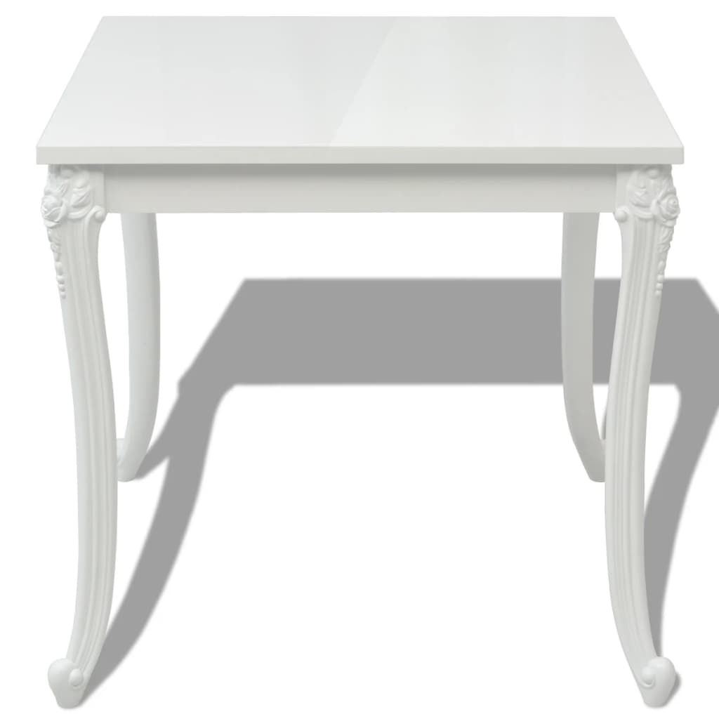 High Gloss White Dining Table 80x80x76 cm - Modern Design