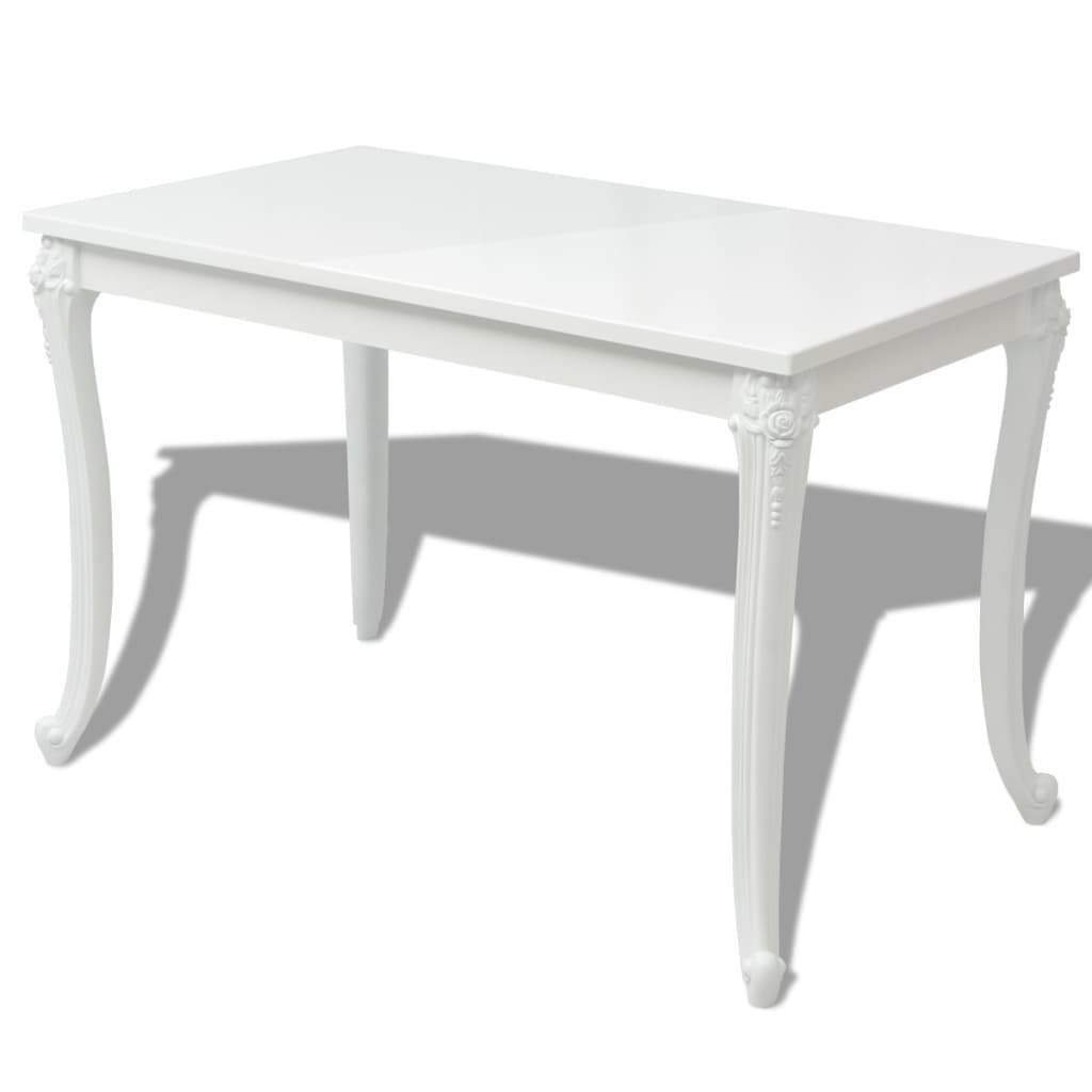 High Gloss White Dining Table 116x66x76 cm - Sleek & Modern Design