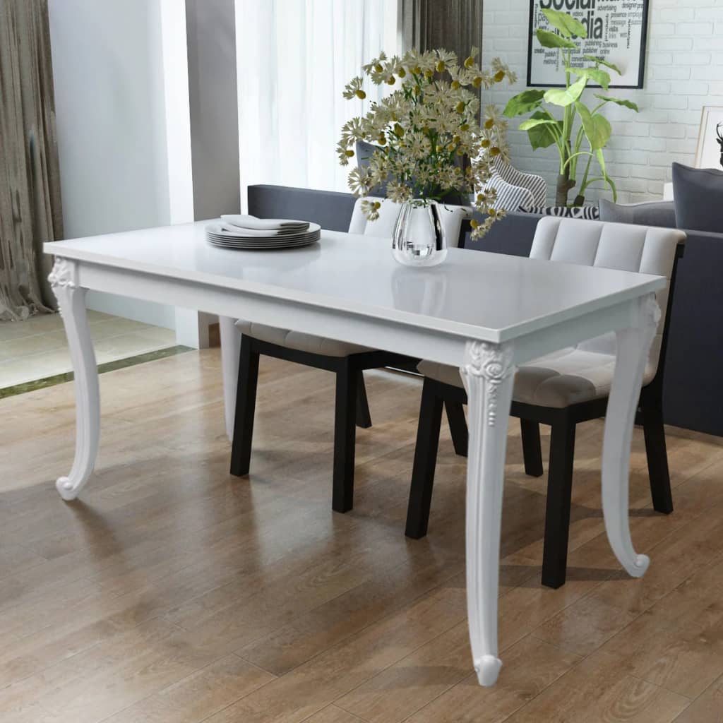 High Gloss White Dining Table 116x66x76 cm - Sleek & Modern Design