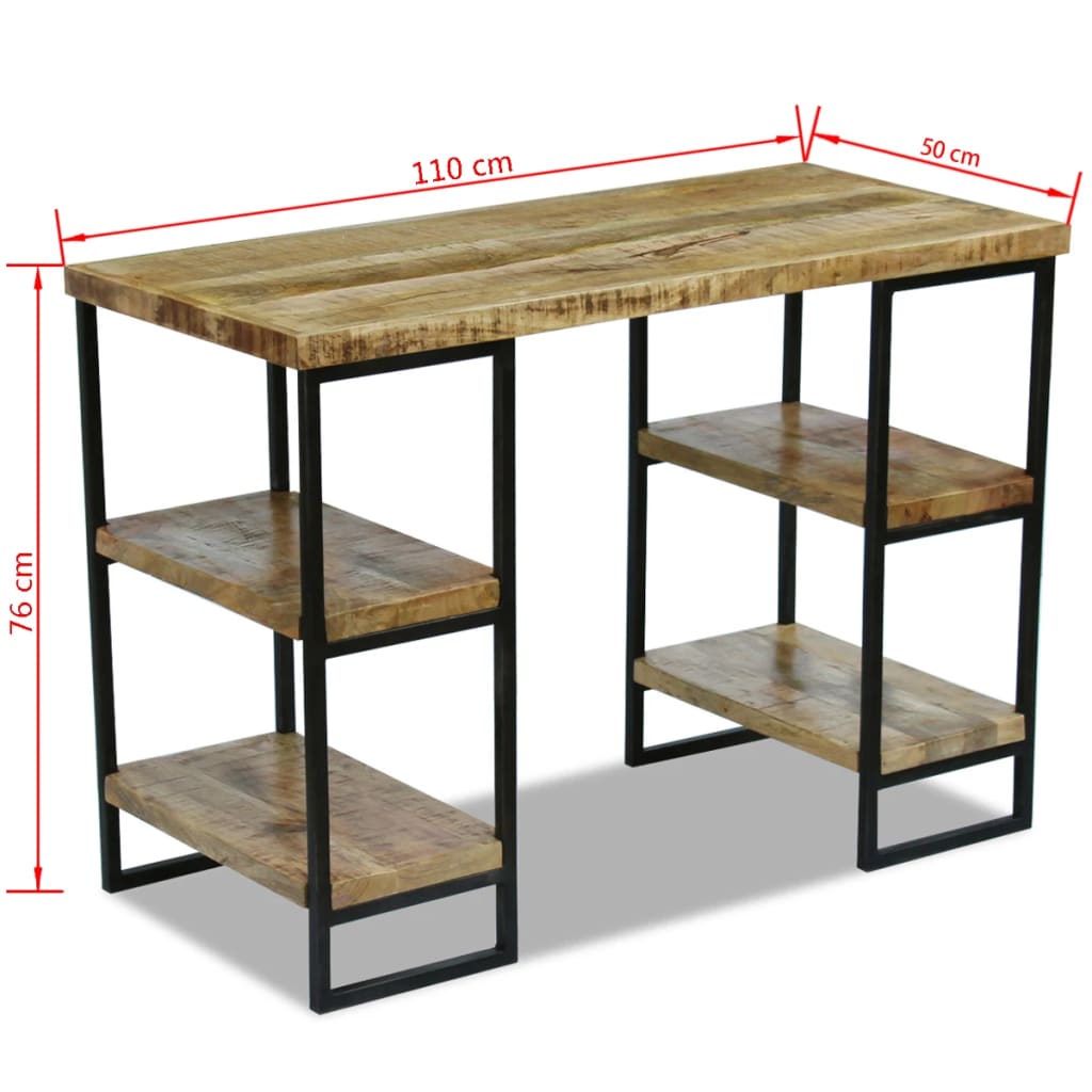 Mango Wood Office Desk - 110x50x76 cm - Natural Finish