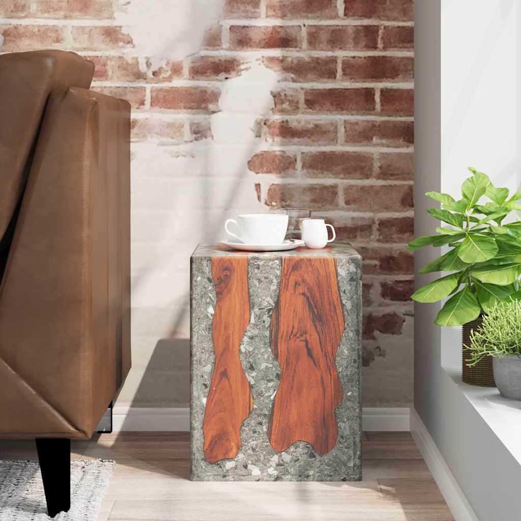 Eco-Friendly Solid Teak Wood & Resin Stool - Natural Elegance