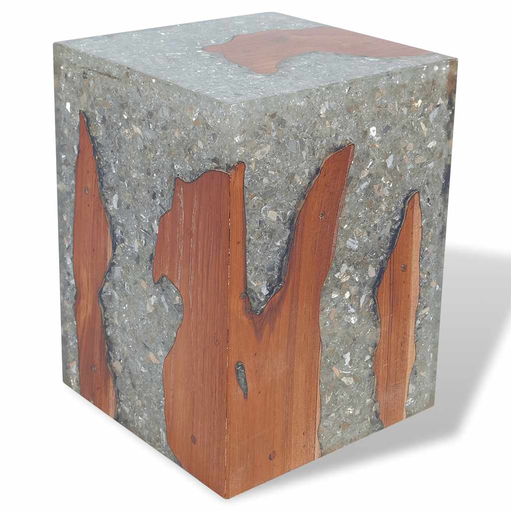 Eco-Friendly Solid Teak Wood & Resin Stool - Natural Elegance