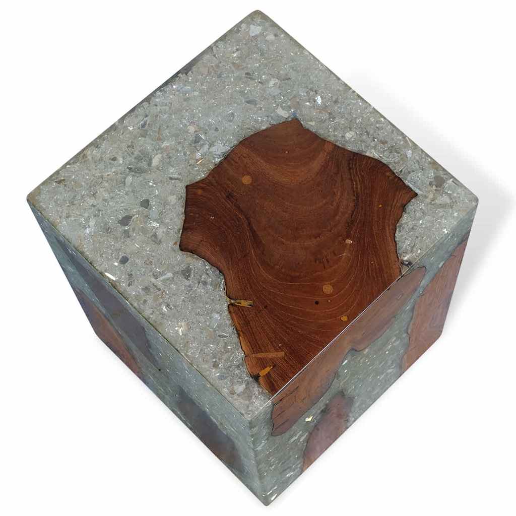 Eco-Friendly Solid Teak Wood & Resin Stool - Natural Elegance