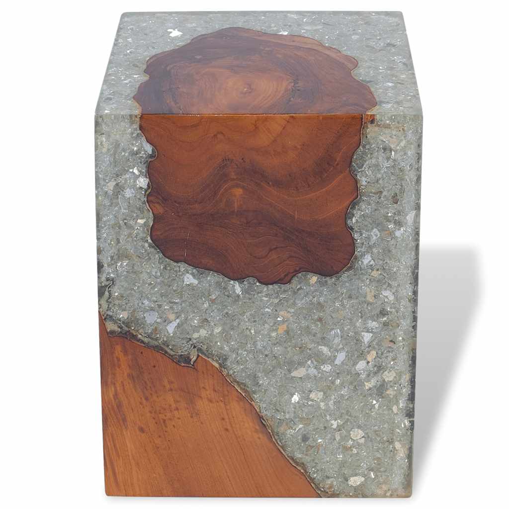 Eco-Friendly Solid Teak Wood & Resin Stool - Natural Elegance