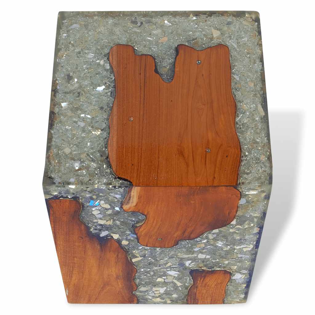 Eco-Friendly Solid Teak Wood & Resin Stool - Natural Elegance