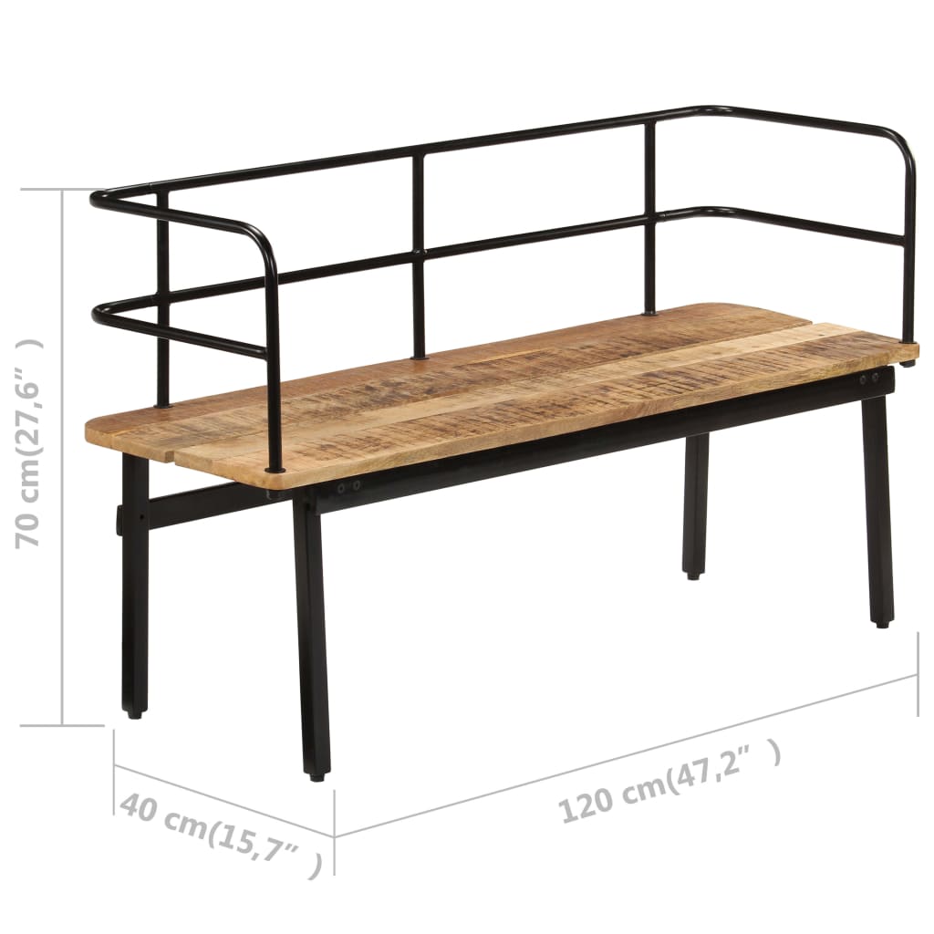 Solid Mango Wood Bench 120x40x70 cm - Natural Finish