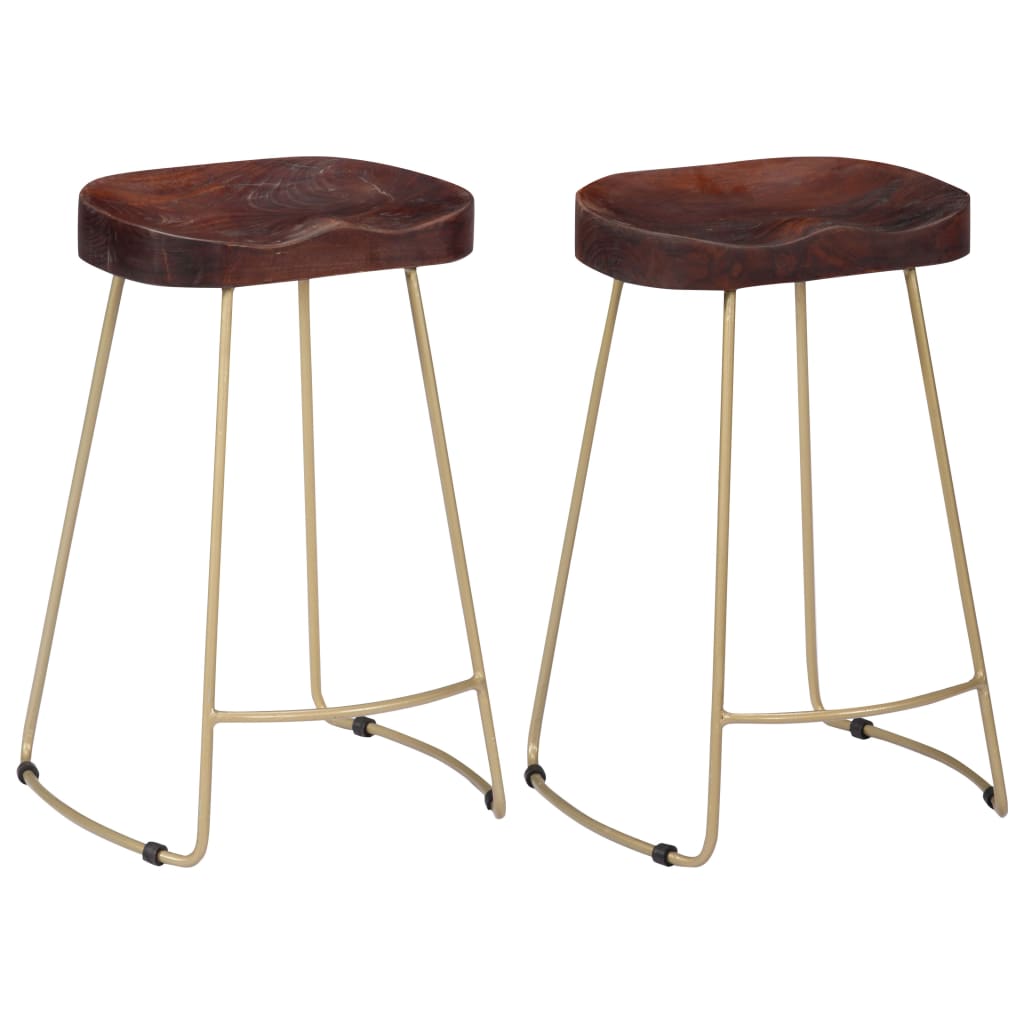 Elegant Gavin Bar Stools, Set of 2 in Solid Mango Wood