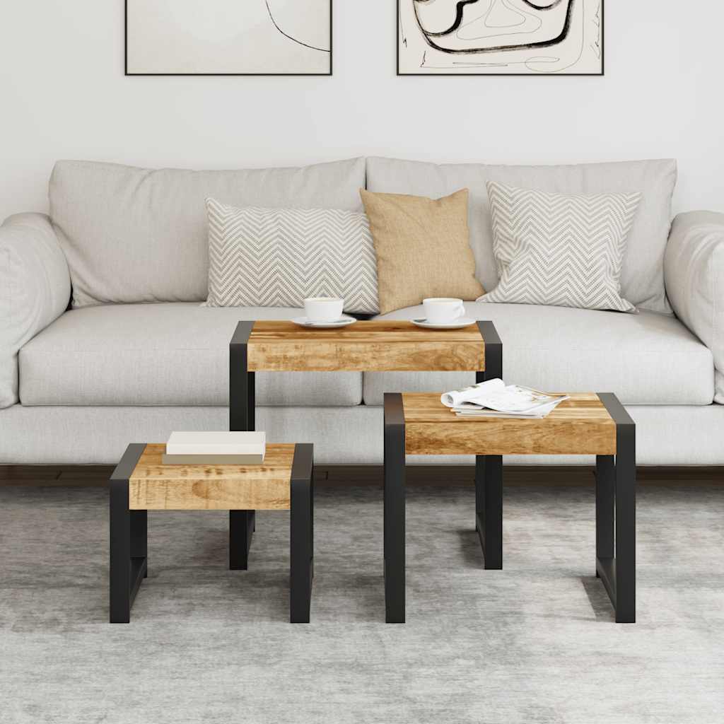 Nesting Tables 3 pcs Solid Mango Wood