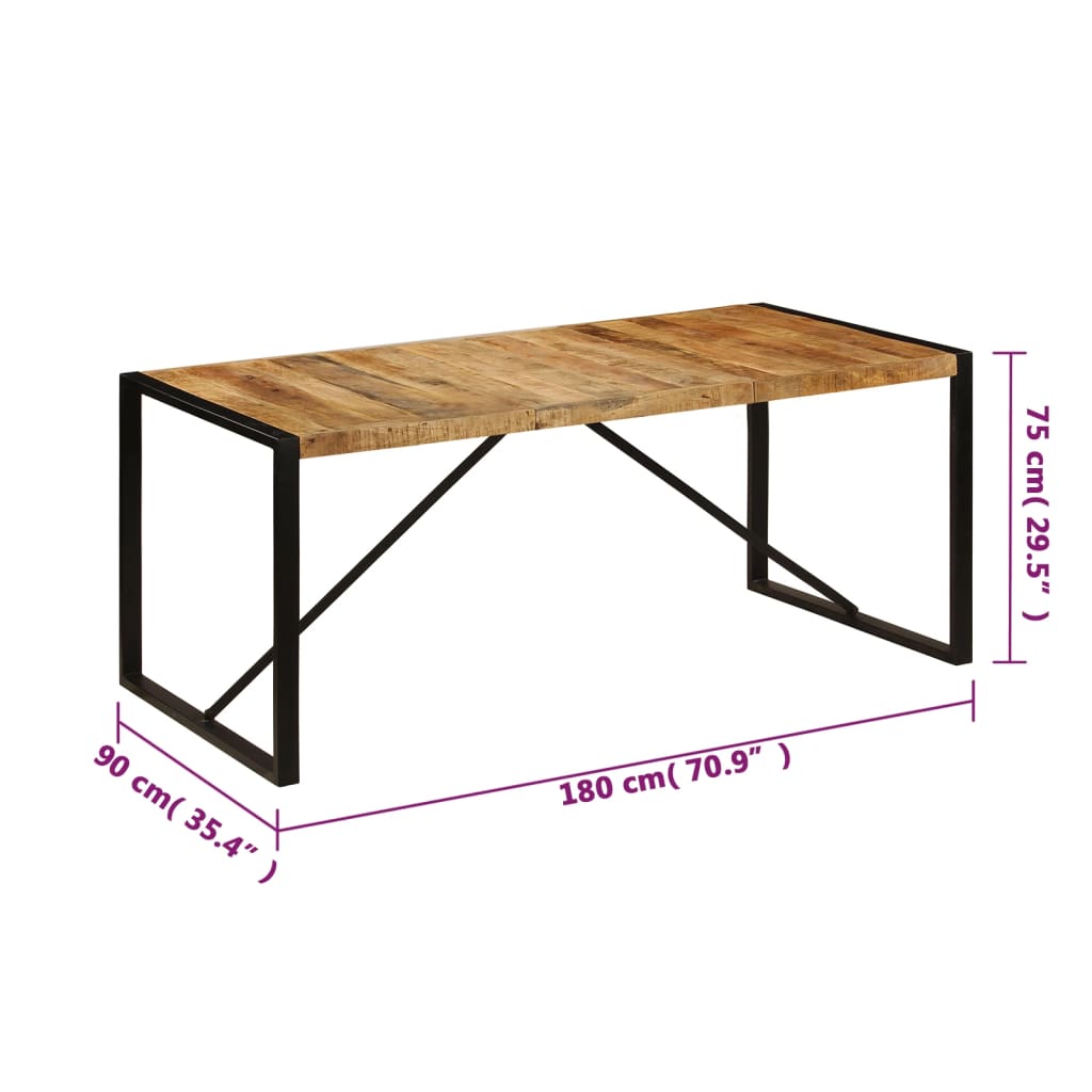 Solid Mango Wood Dining Table 180x90x75 cm - Natural Elegance