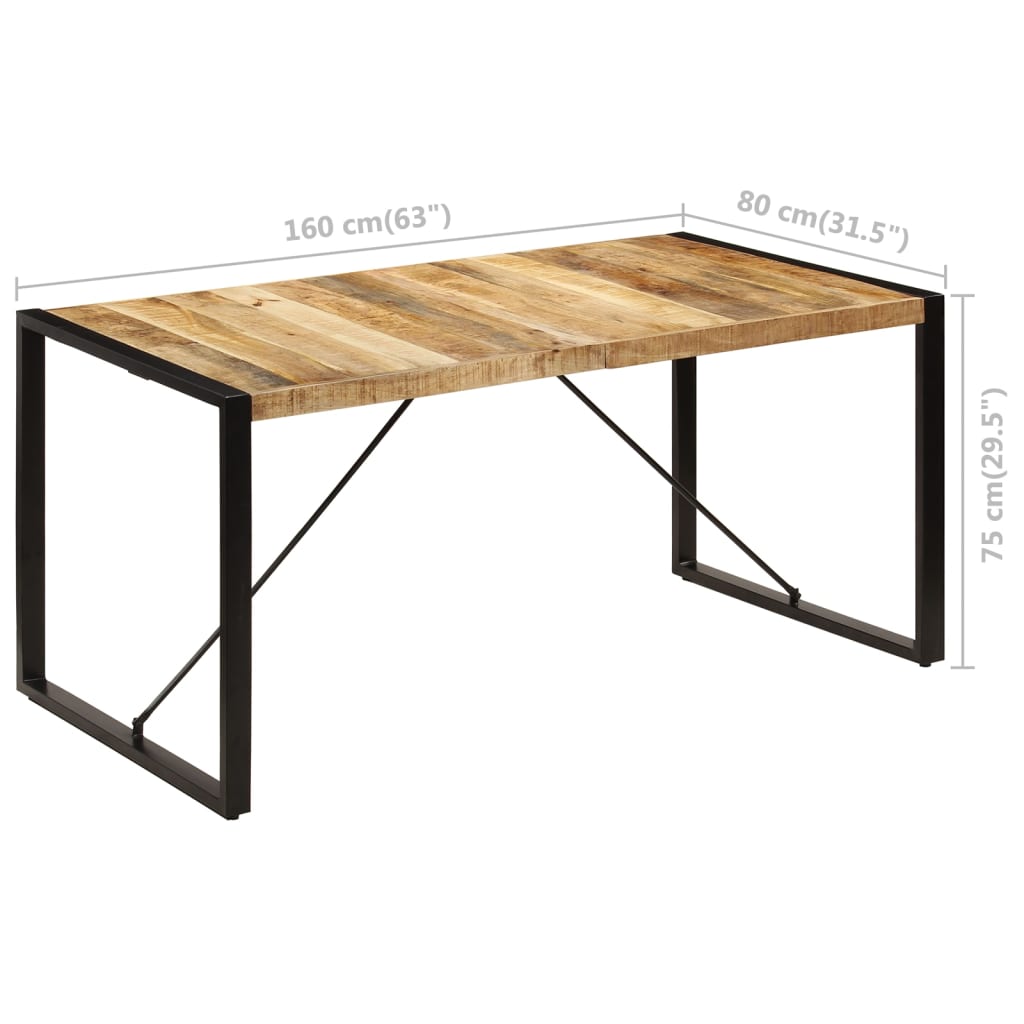 Stylish Solid Mango Wood Dining Table 160x80x75 cm