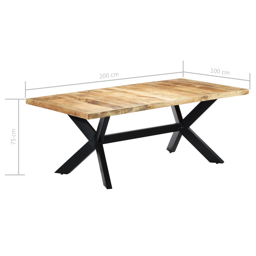 Solid Mango Wood Dining Table 200x100x75 cm