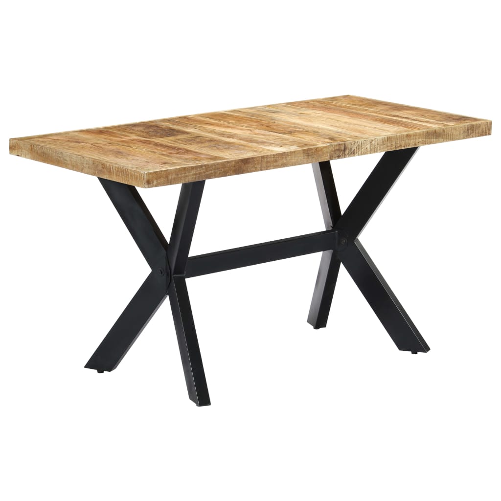 Solid Mango Wood Dining Table, 140x70x75 cm - Rustic Charm