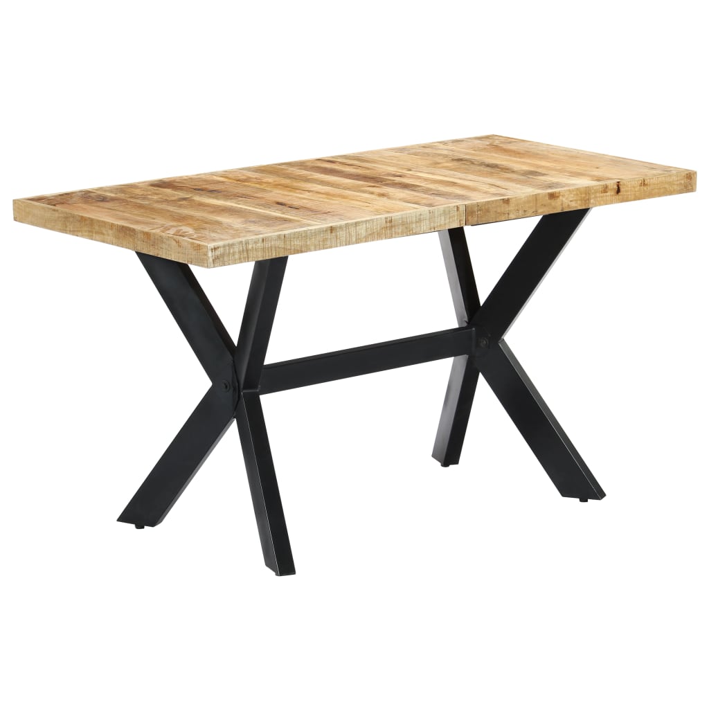 Solid Mango Wood Dining Table, 140x70x75 cm - Rustic Charm