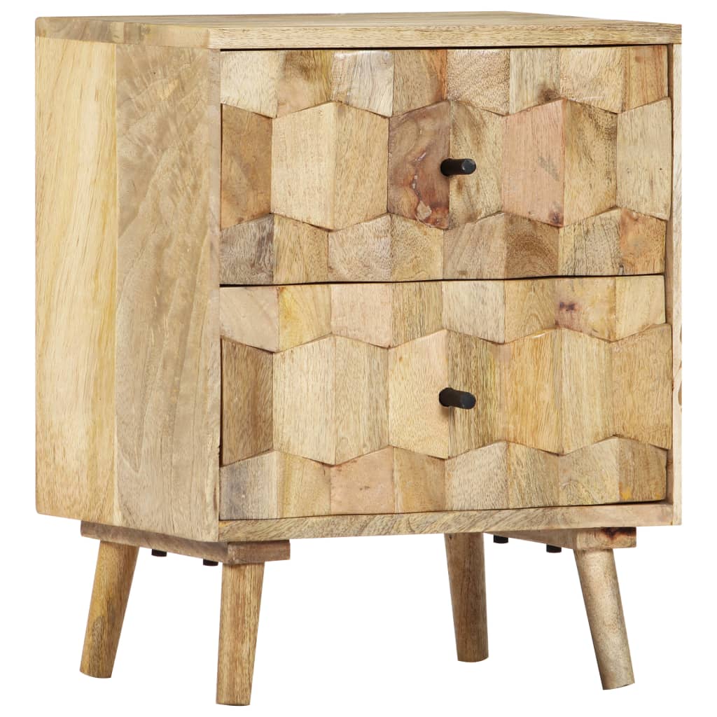 Solid Mango Wood Bedside Cabinet 40x30x50 cm - Rustic Charm