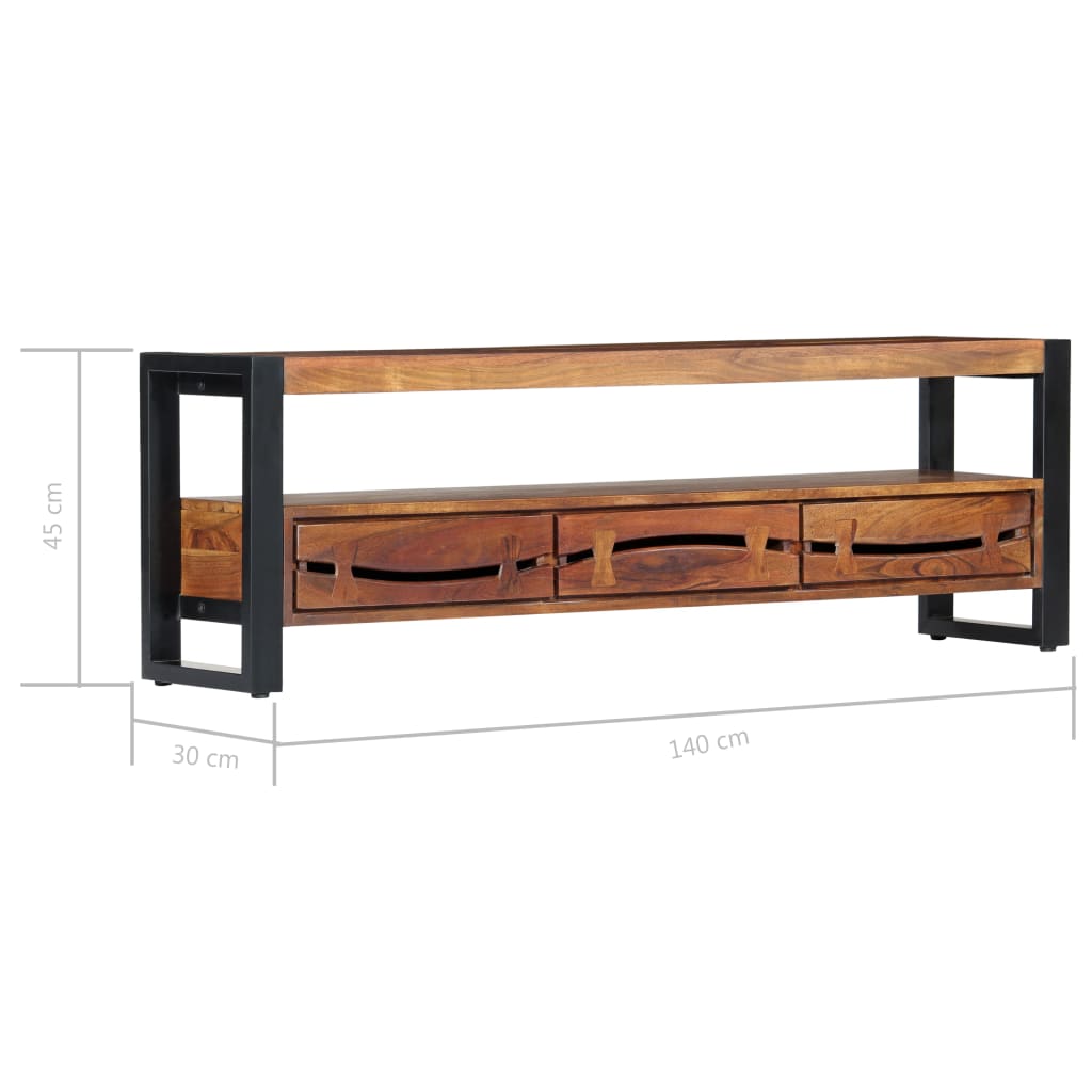 TV Cabinet 140x30x45 cm Solid Acacia Wood