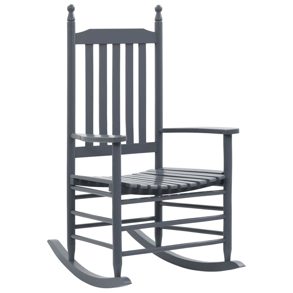 Stylish Grey Poplar Wood Rocking Chair with Curved Seat