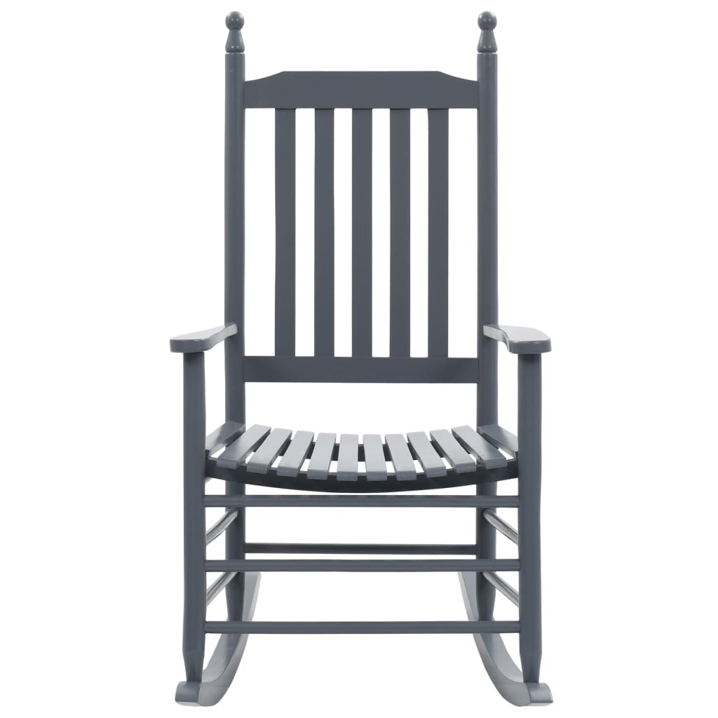 Stylish Grey Poplar Wood Rocking Chair with Curved Seat