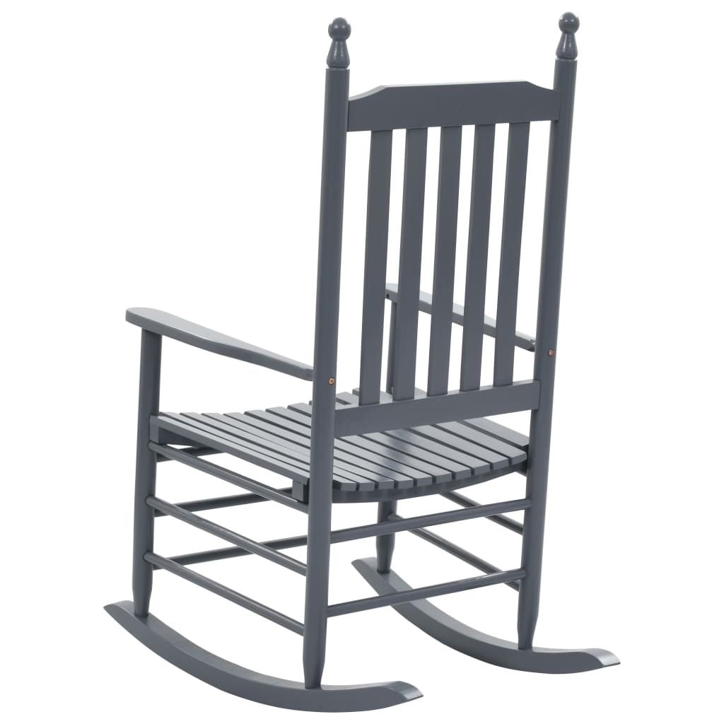 Stylish Grey Poplar Wood Rocking Chair with Curved Seat