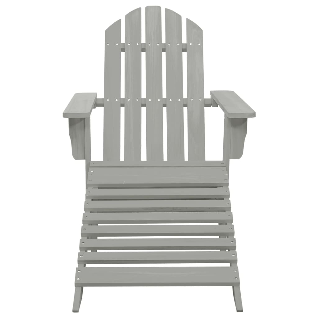 Elegant Grey Wood Garden Chair with Ottoman – Relax in Style